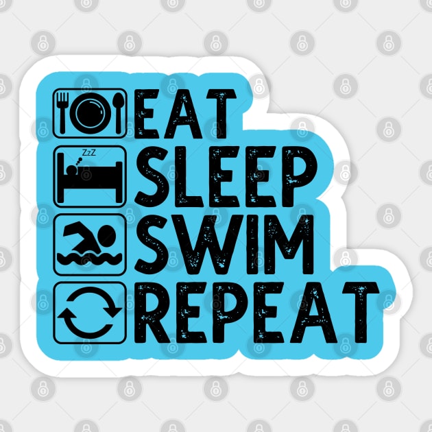 Eat Sleep Swim Repeat Sticker by DragonTees